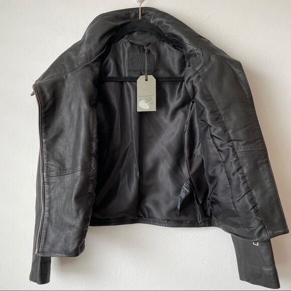 NWT All Saints Bales Biker Leather Jacket Women's XS - Picture 11 of 13
